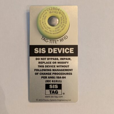 SIS-TAG in silver and black with RFID, anodized aluminum, 2" x 4"